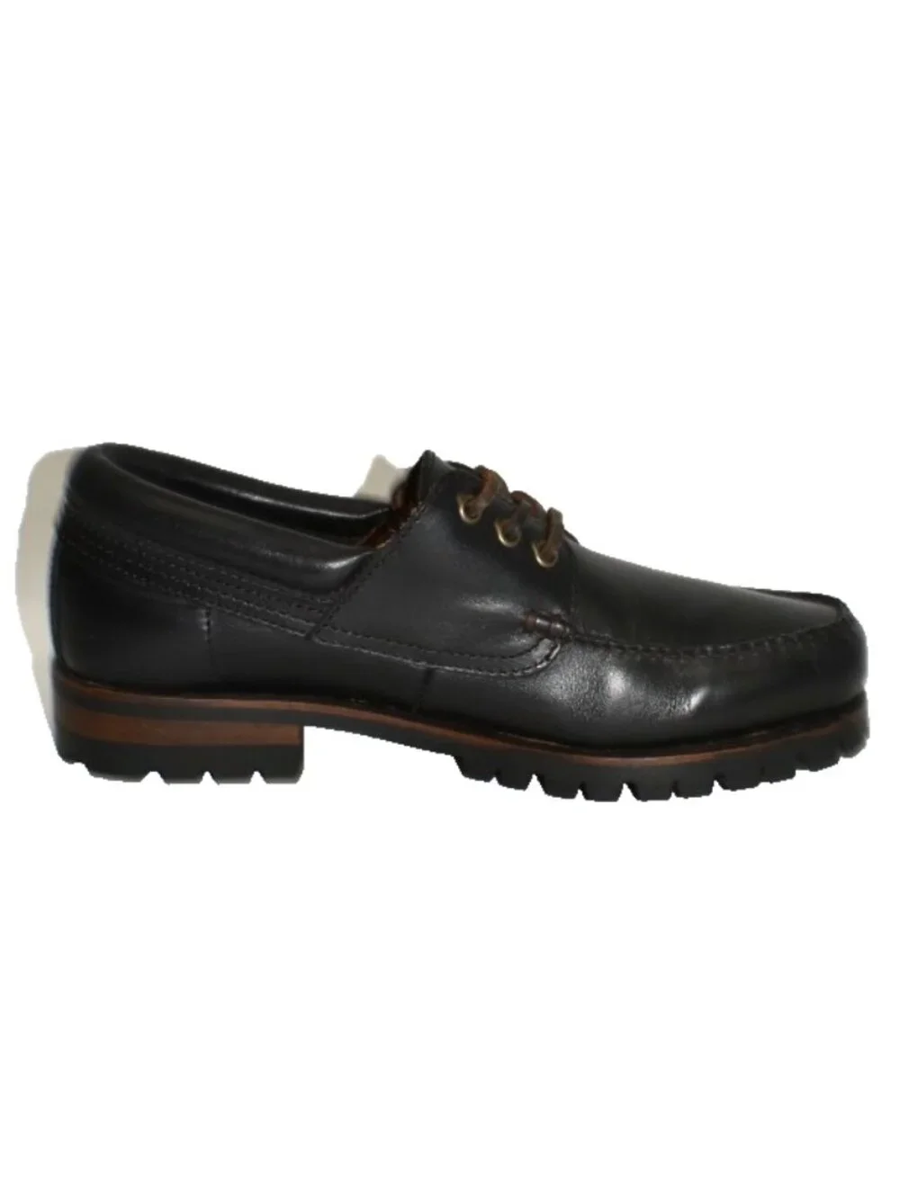 New! Frye Men's Size 9 D Hudson Leather Campmoc Lug Sole Boat Shoes Black DD150A
